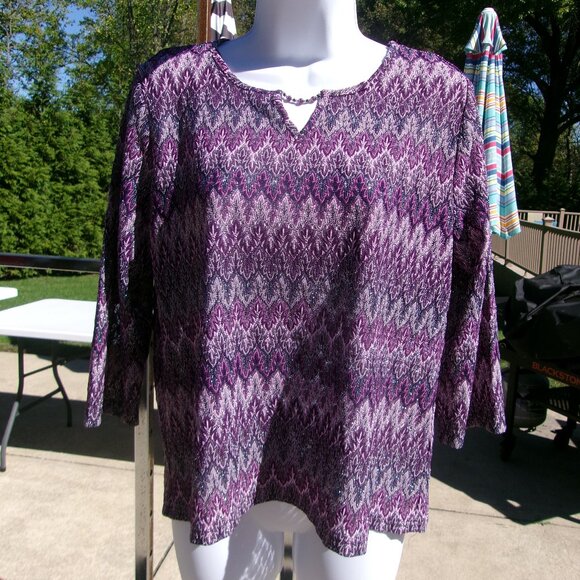 ALFRED DUNNER PURPLE METALIC TOP PM - Picture 1 of 1